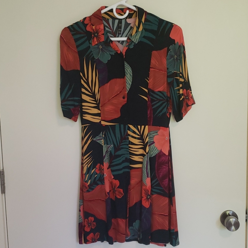 Zara tropical print collared mini dress